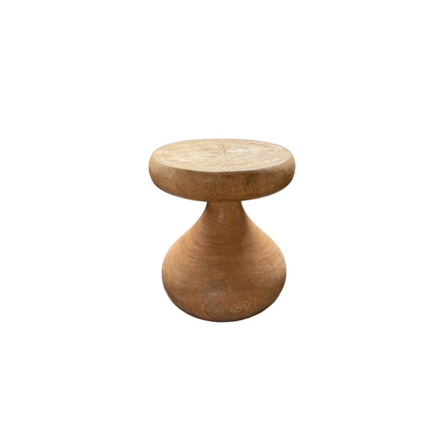 Wood Sculptural Round Table Crafted From Solid Mango Wood, Natural Finish For Sale - Image 7 of 7