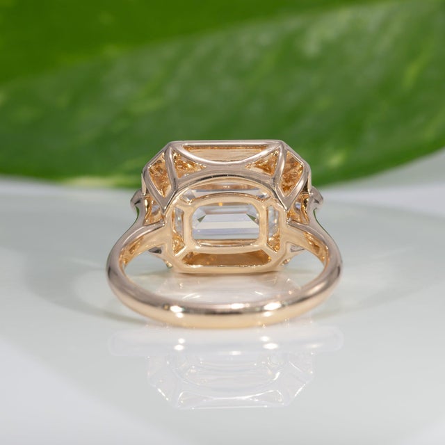 Gold 3.5Ct Lab Grown Diamond Ring With Natural Diamond Accents: Solid 14k Gold,, Size 6.75 For Sale - Image 8 of 10