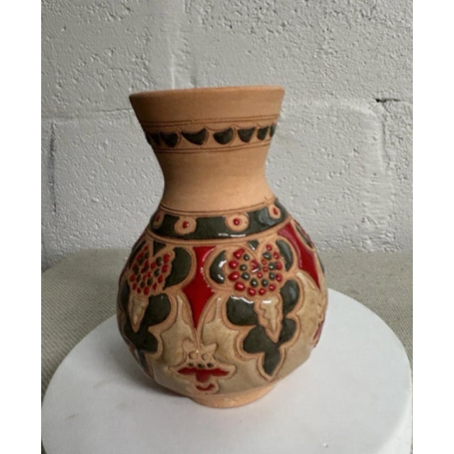Vintage Bonis Rhodes Greece Signed Handcrafted Pottery Vase For Sale - Image 4 of 6