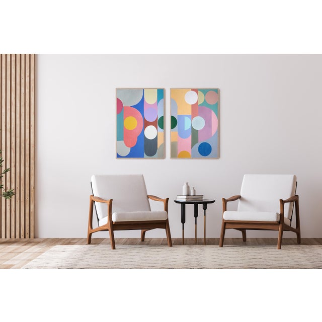Details: Title: Diagram Diptych Medium: Acrylic Painting on Watercolor Paper Size: 40x55.2 inches total, (100x140 cm)...