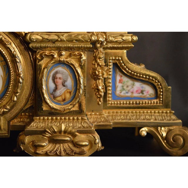 Gold Sèvres Porcelain With Doré Bronze Clock For Sale - Image 8 of 9