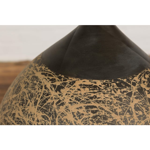 Large Prem Collection Hand Crafted Artisan Vase with Black and Brown Décor For Sale - Image 9 of 12