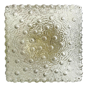 Large Square Clear Glass Wall or Ceiling Flush Mount Light, 1970s