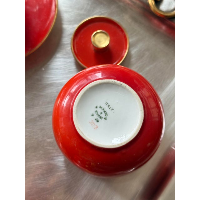 1930s Gio Ponti Rare Glamorous Art Deco Red Porcelain Espresso Service Set for Richard Ginori - 9 Piece Service For Sale In New York - Image 6 of 7
