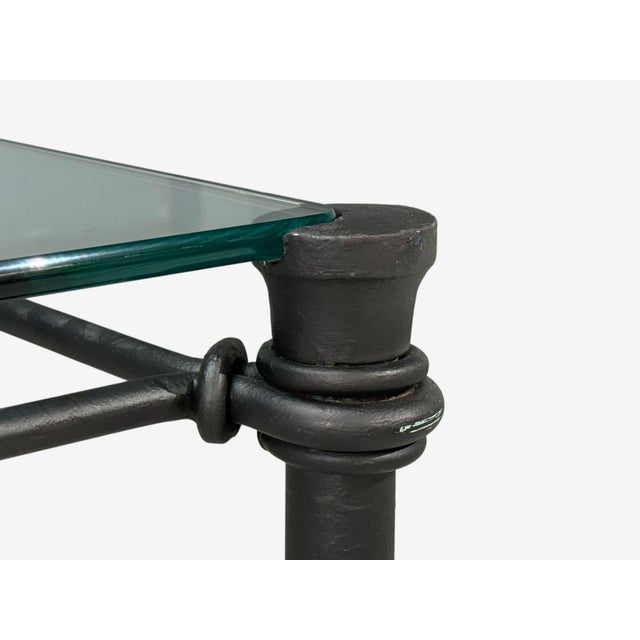 Metal Giacometti Style, Console Table, Forged Metal, Glass, Usa, 1970s For Sale - Image 7 of 15