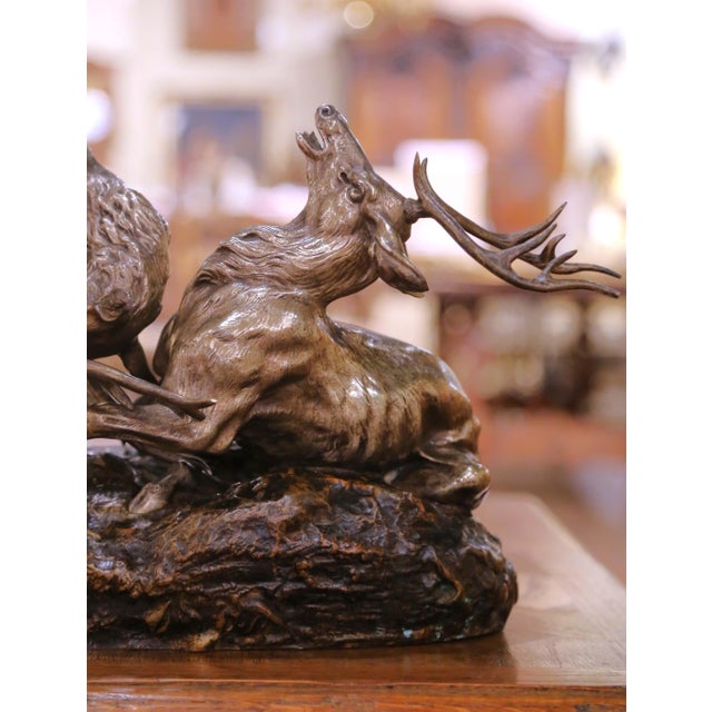 Early 20th Century Early 20th Century French Bronze Stag Fight Composition by Thomas F. Cartier For Sale - Image 5 of 10