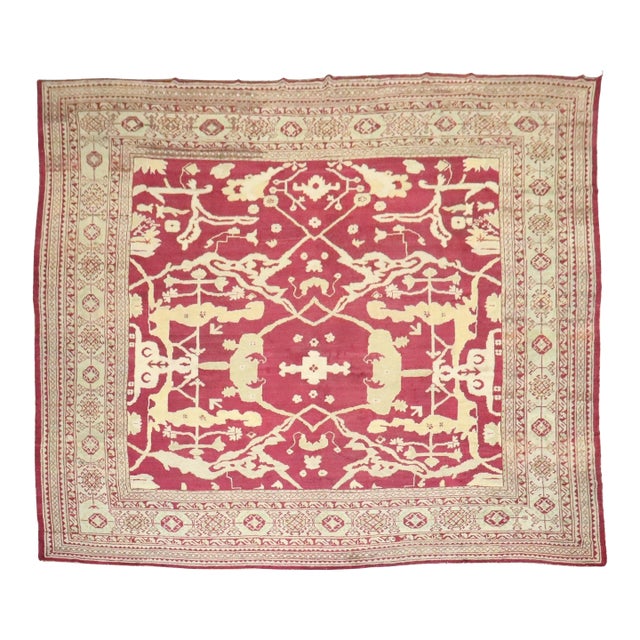 Early 20th Century Zabihi Collection Large Square Turkish Oushak Rug - 16'2" x 16'4" For Sale