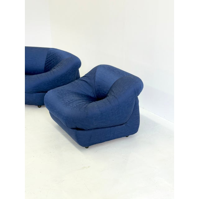 Mid-Century Modern Space Age Blauwe Armchairs by Airborne, 1970s For Sale - Image 3 of 13