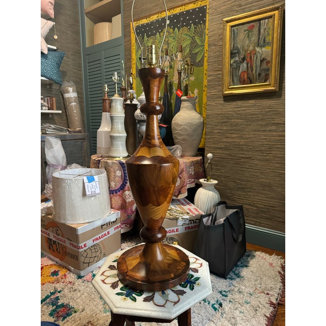 1980s Wooden Lamp For Sale - Image 4 of 10