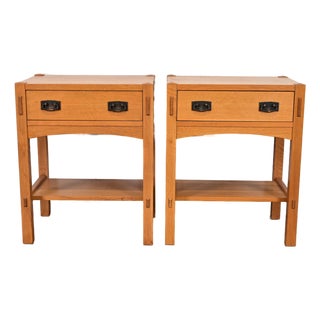 Stickley Mission Oak Arts & Crafts Nightstands or Side Tables, Pair For Sale