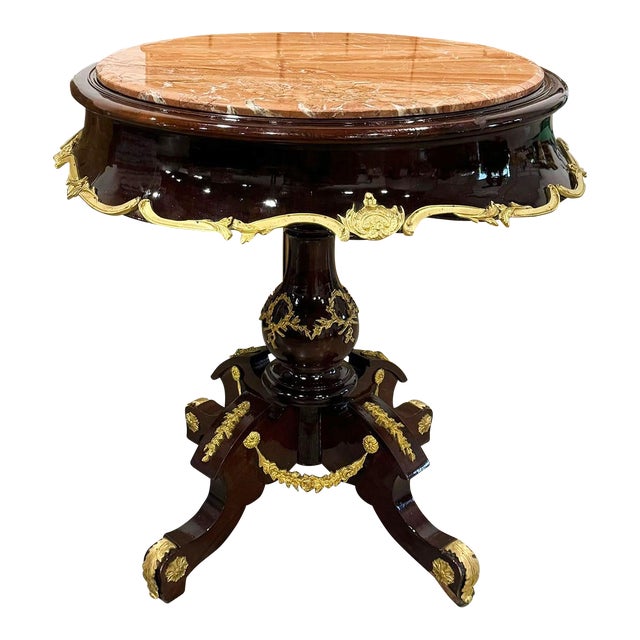 French Style Marble Topped Dining Table For Sale