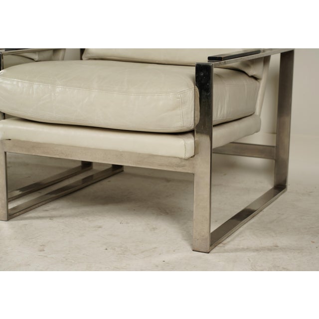 Late 20th Century Late 20th Century Pair of Modernist Michael Weiss Collection Leather & Chrome Armchairs by Vanguard Furniture For Sale - Image 5 of 9