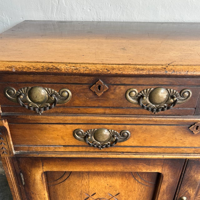 Late 18th Century Art Nouveau 1890’s Oak Sideboard For Sale - Image 5 of 10