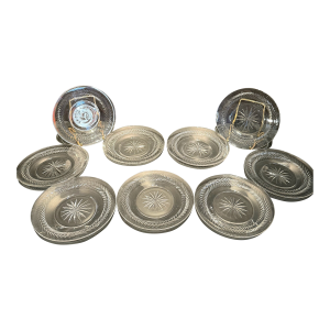 Vintage Clear Cut Crystal Fruit Plate Set- 9 Pieces