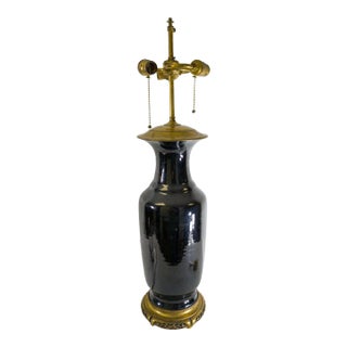18th Century Chinese Mirror Black Vase Table Lamp For Sale