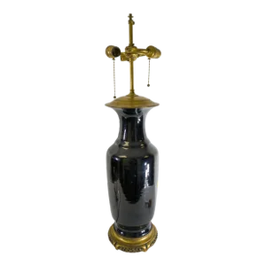 18th Century Chinese Mirror Black Vase Table Lamp