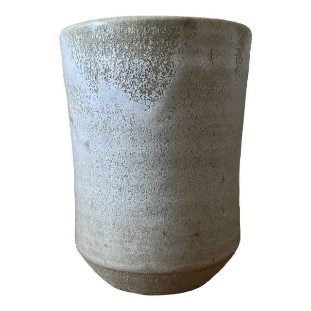 Contemporary Small Ceramic Wide Mouth Vase For Sale