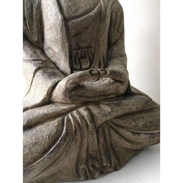 Gray Hand Carved Stone Buddha Statue For Sale - Image 8 of 8