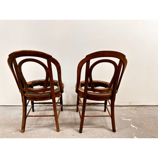 Victorian Rare 1873 Heywood Brothers (Heywood Wakefield) Solid Oak Chair Frames (2) For Sale - Image 3 of 12