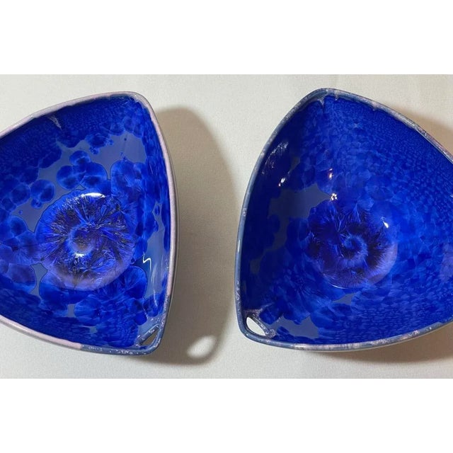 Late 20th Century Hong Rubenstein Palm Springs Crystalline Glaze Pottery Noodle Rice Bowls - Set of 2 For Sale - Image 5 of 12