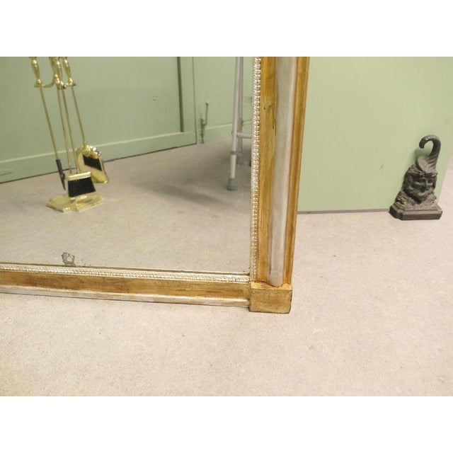 Tall French Louis Philippe Wall Mirror in Silver and Gold For Sale - Image 6 of 8