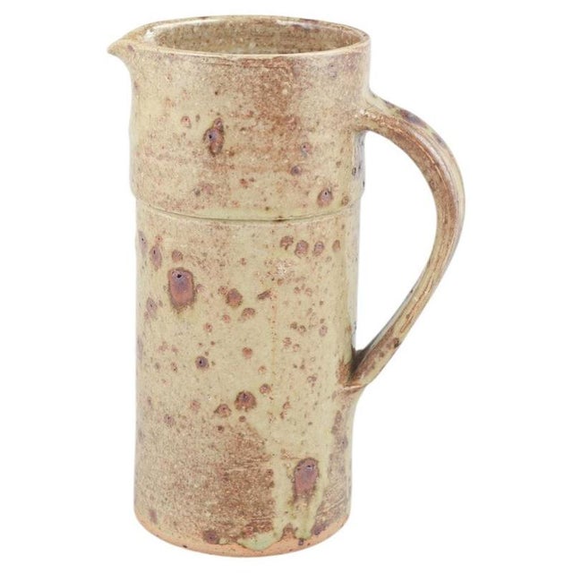 1980s European Studio Potter Stoneware Pitcher with Rustic Glaze, 1980s For Sale - Image 5 of 5