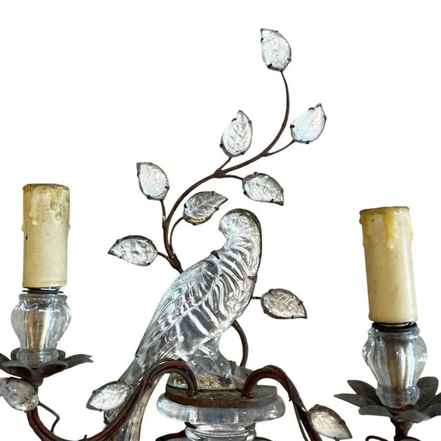 1940s Wall Sconces with Parrot and Urn Decoration from Maison Baguès, Set of 2 For Sale - Image 5 of 7