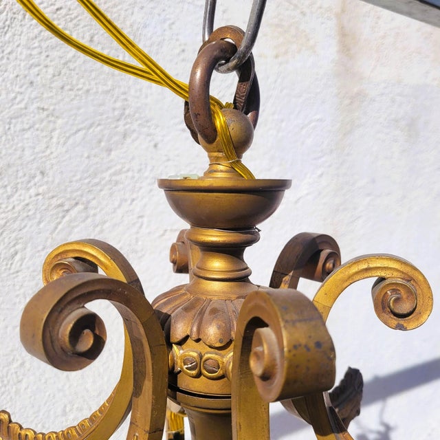 Large 20th Century Chandelier in Bronze and Crystal For Sale - Image 4 of 17