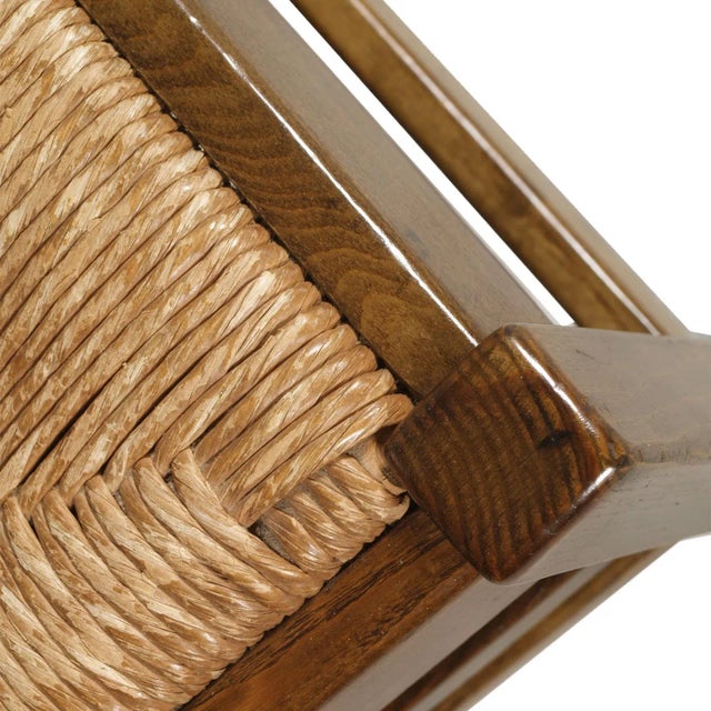 Tan Vintage Renaissance Style Italian Carved Walnut and Straw Dining Chairs, 1950s, Set of 12 For Sale - Image 8 of 15