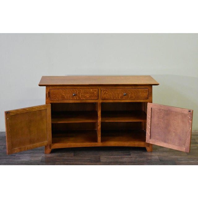 Wood Mission / Arts and Crafts Solid Quarter Sawn Oak Cabinet - Walnut For Sale - Image 7 of 17