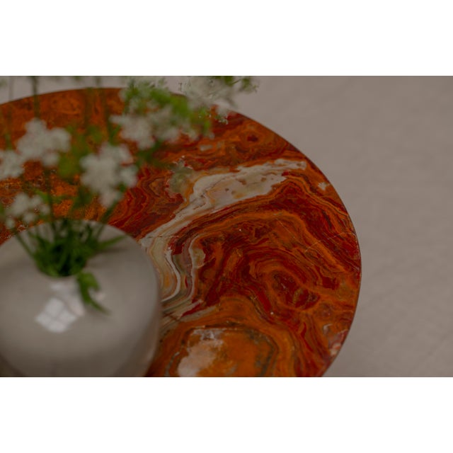 Dutch Brutalist Side Table with Red Onyx Top, 1970s For Sale - Image 4 of 8