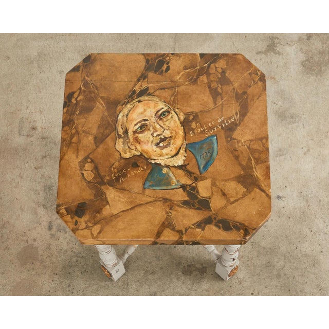 Ira Yeager Louis XIV Style Center Table Painted by Artist Ira Yeager For Sale - Image 4 of 13