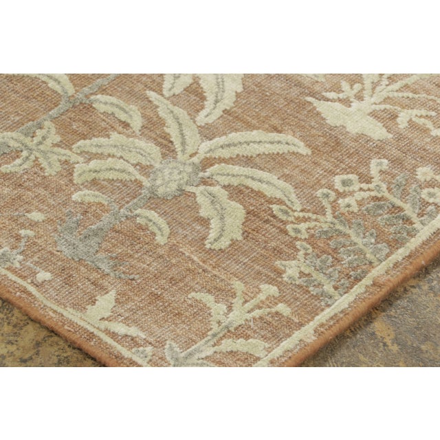 2020s Contemporary Block Print Floral Natural Silk Runner by Rug & Kilim, India For Sale - Image 5 of 8