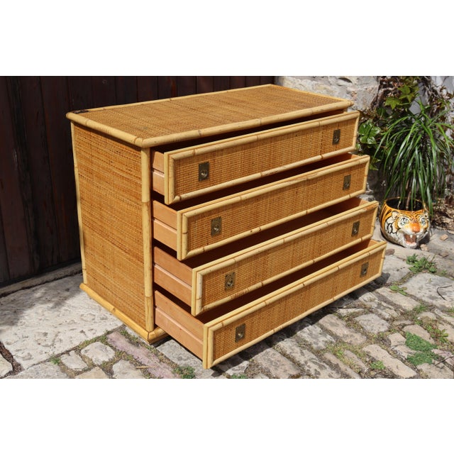 Rattan Chest of Drawers from Dal Vera, Italy, 1970s For Sale - Image 6 of 11