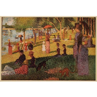 1955 After Georges Seurat "An Afternoon at La Grande Jatte" Vintage Full Color Impressionist Print For Sale