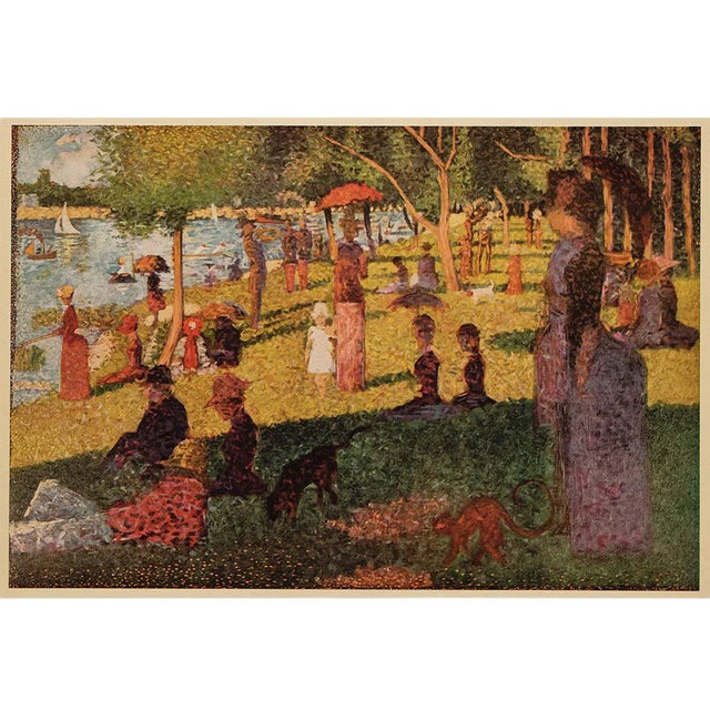 1955 After Georges Seurat "An Afternoon at La Grande Jatte" Vintage Full Color Impressionist Print For Sale