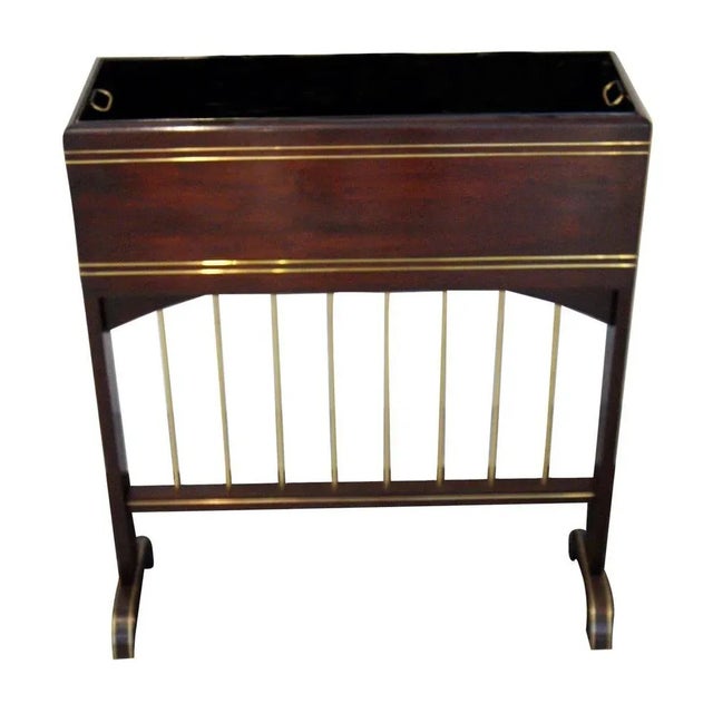 Wood Art Nouveau Flower Container Mahogany Stained Brass Inlays Vienna, 1915 For Sale - Image 7 of 7