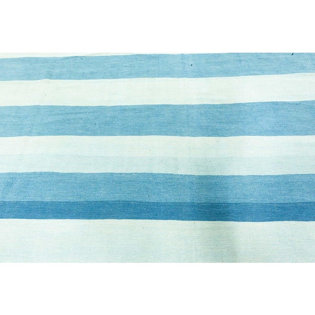 Mid-Century Modern Doris Leslie Blau Vintage Indian Dhurrie Striped Rug For Sale - Image 3 of 8