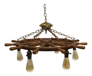 Vintage Mid 20th Century Ship Wheel Chandelier