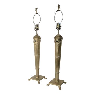 Late 20th Century Neo Classical Brass Table Lamps by Chapman - a Pair For Sale