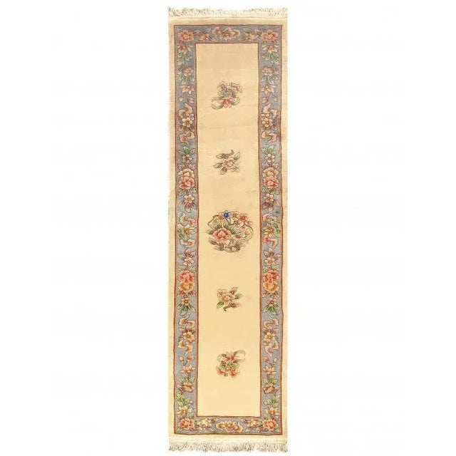 Beige Pasargad Beige Hand Knotted Chinese Peking Runner- 2′7″ × 11′2″ For Sale - Image 8 of 9