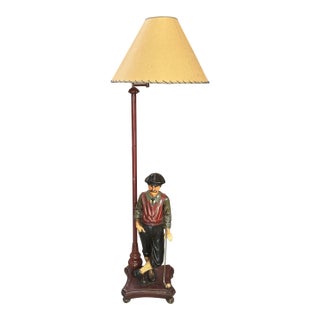 1970s Mid-Century Modern Wooden Golfer Standing Floor Lamp For Sale