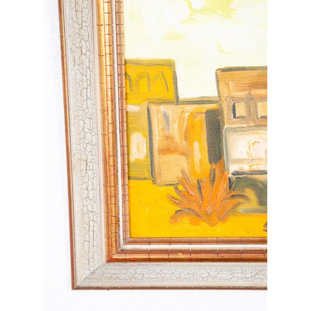 Mid Century Modern Painting Art Abstract Landscape Frame Cityscape Abstract MCM For Sale - Image 10 of 12
