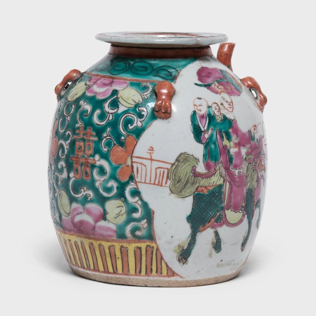 Chinese Antique Chinese Enamelware Teapot With Mythical Qilin For Sale - Image 3 of 11