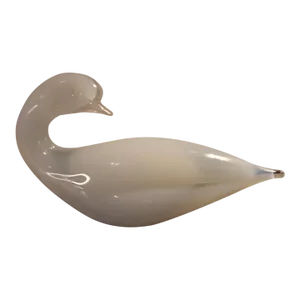 Vintage Clear & White Silvestri Handblown Glass Swan Figurine
