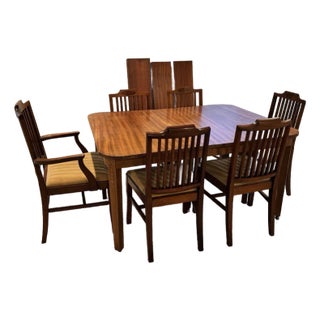 1950s Mid-Century Modern Dining Table + Chairs - Set of 10 For Sale