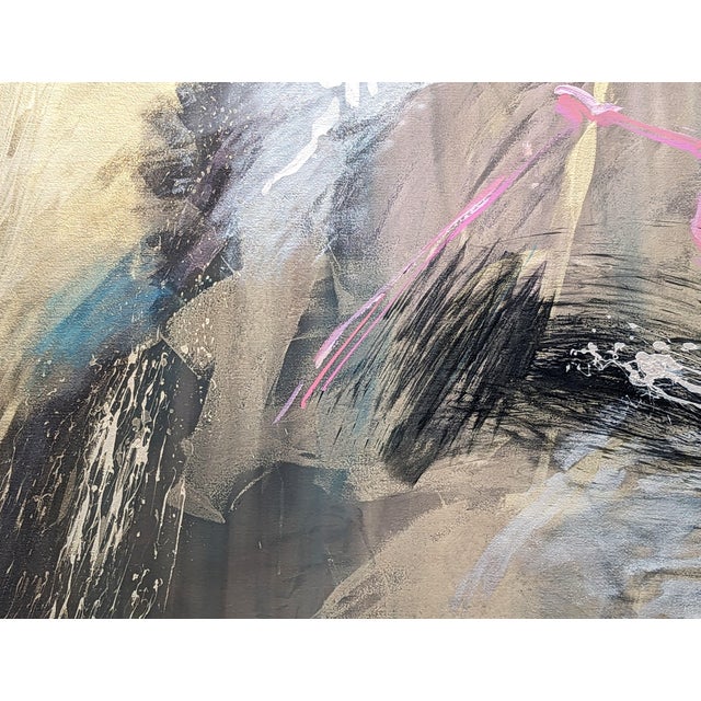 Sculpture Materials Lamar Briggs “Scacchi Series No. 6” Modern Gold Mixed Media Abstract Expressionist Painting, 1984 For Sale - Image 7 of 8