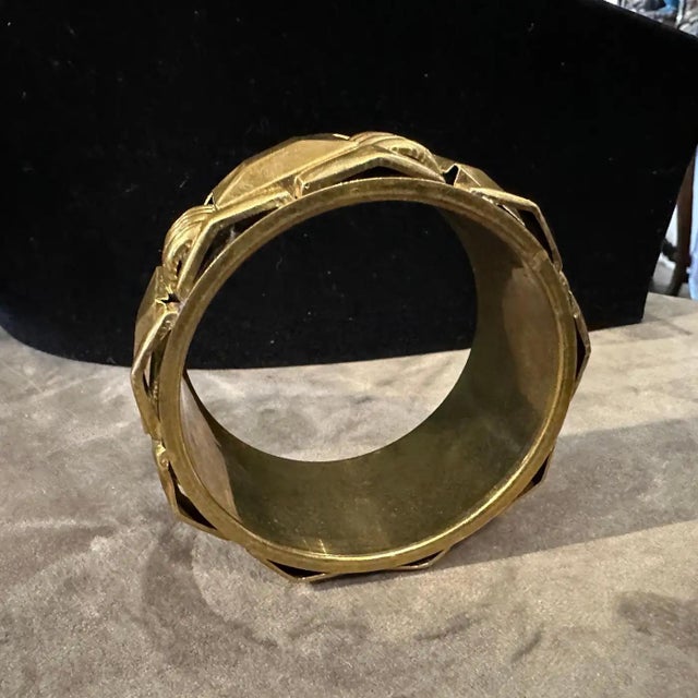 1930s Art Deco Gilded Metal Bangle Bracelet For Sale - Image 9 of 11