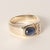 Vintage Sapphire & Diamond Ring 14K Gold Circa 1980 A vintage design featuring a rich blue oval cabochon sapphire set in...