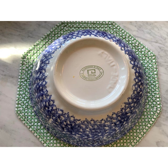 1980s Vintage Large Blue Splatter Speckled Spongeware Serving Bowl For Sale - Image 5 of 8